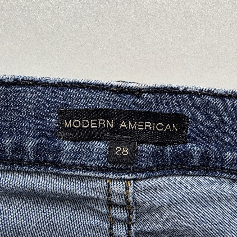 Modern American Mercer Tapered Jeans Women’s Size 28 Medium Wash Distressed - Picture 7 of 11